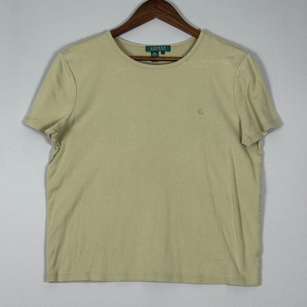 Lauren Ralph Lauren T-Shirt Womens Large Green NWOT Y2K Cotton Short Sleeve Logo